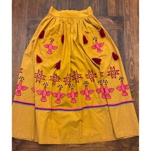 Vintage Handmade Folklorico Art of Mexico Embroidered Maxi Skirt